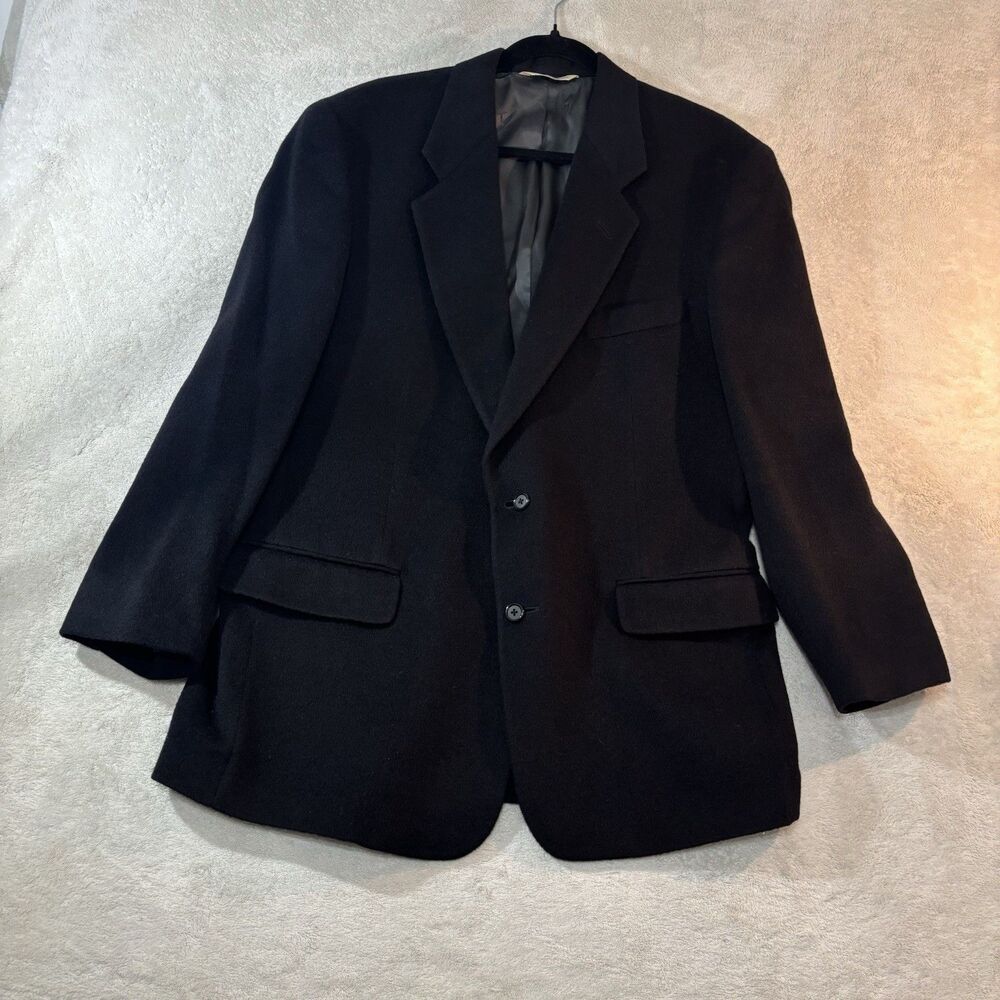 Vintage Evan Picone Jacket Medium Black 100% Camel Hair Blazer Sport Coat 42R